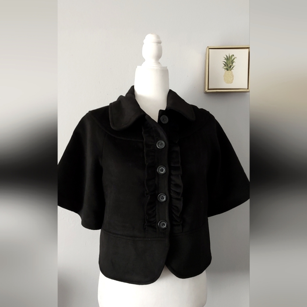 Available Cropped Capelet Blazer Women Or Girls Size Medium Short Sleeve Ruffles
